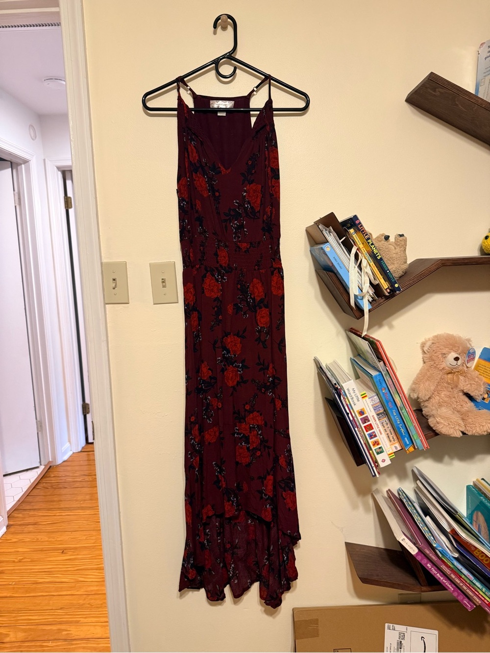 Band of Gypsies Burgundy Floral High-Low Maxi Dress
